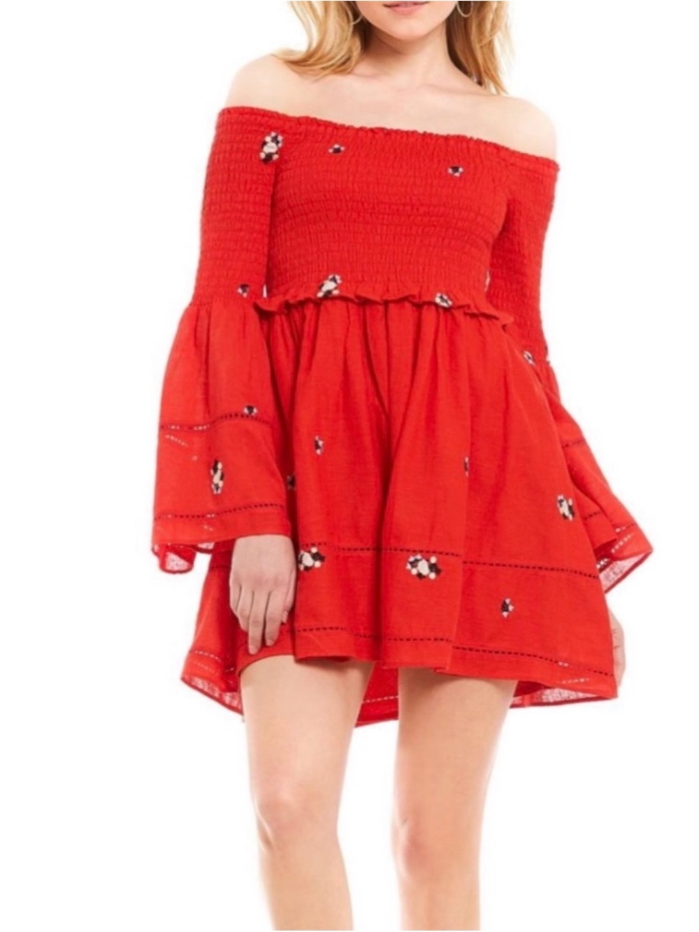 Free People Counting Daisies Bell Sleeve Dress
